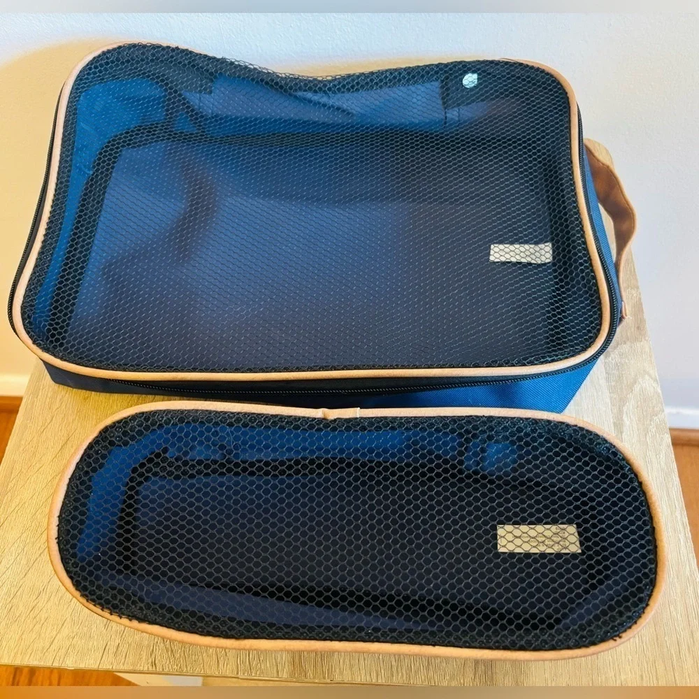 Blue Canvas Travel Totes Organizers Set